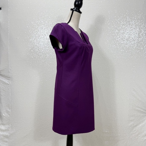 Diane Von Furstenberg Purple Wool Sheath Dress Women’s 6 Cap Sleeve V-Neck - Picture 10 of 15